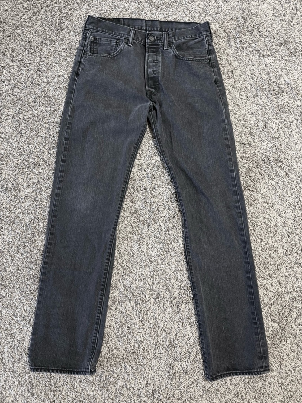 Levi’s 501 Black Jeans Straight Leg Button Fly Faded Wash 32x34